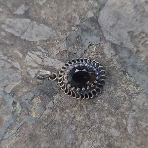 Vintage Topaz Color Stone Dainty Pendant Marked Sterling